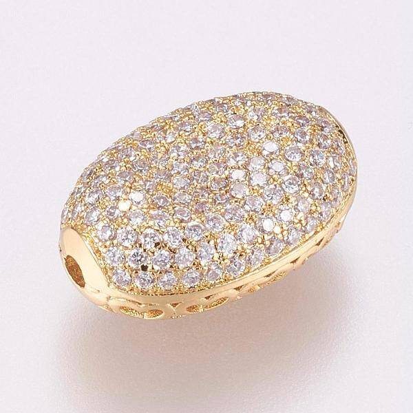 Brass Micro Pave Cubic Zirconia Beads