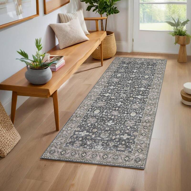 Garvee Washable Area Rugs Non-Slip Vintage Distress Large Rugs for Living Room Bedroom Nursery Office Neutral Oriental Thin C...