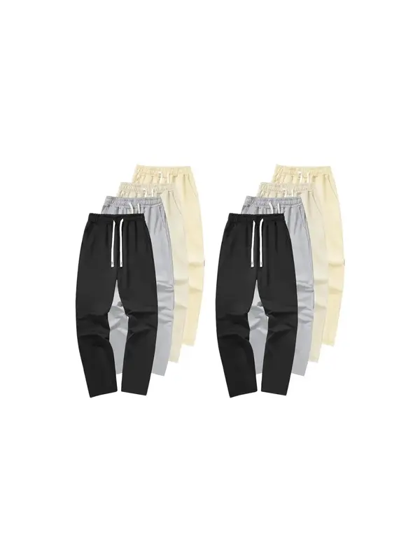 Men's Casual Drawstring Waist Joggers Pants, Fitted Design, Spring & Fall Wear, Comfortable Fit, Moderate Fabric Thickness fa...