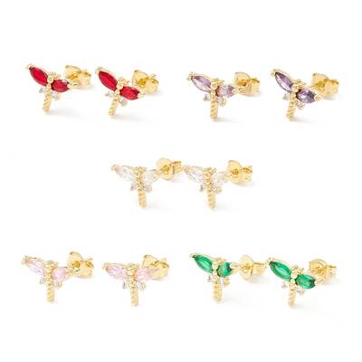 Brass Micro Pave Cubic Zirconia Stud Earring