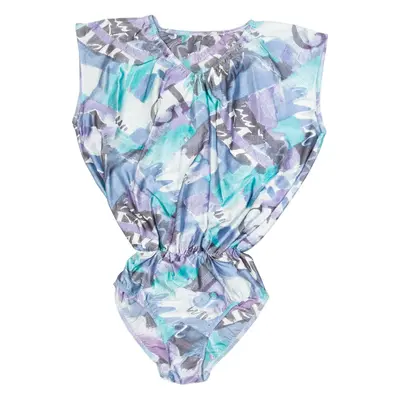 Womens Bodysuit Blouse Blue Sleeveless Silk Crazy Pattern S