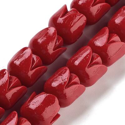 Synthetic Coral Flower Rose Beads Strands