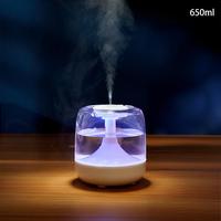 650ml Clear Air Humidifier, USB Powered Desktop Air Humidifier with 7-color Night Light, Household Electric Appliances for Li...