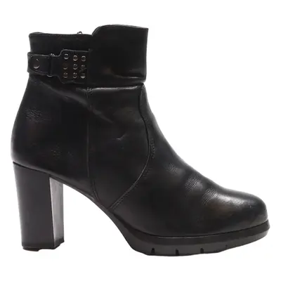 TAMARIS Block Heels Black Leather Womens UK 6