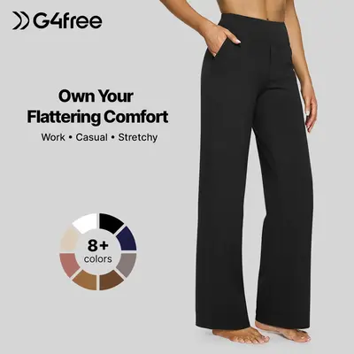 G4Free Loose High-Waist Business Casual Pants Yoga Pants Women Wide Leg Pants with Pockets Comfortable Athletic Sweatpants Ou...