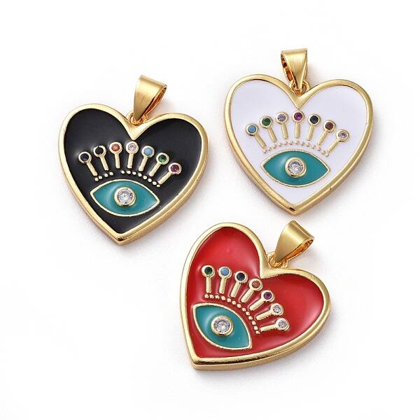 Brass Micro Pave Cubic Zirconia Pendants