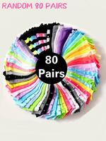 Women's Random 10/20/50/80 Pairs Of Striped Heart Polka Dot Ankle Socks, Comfy Breathable Low Cut Socks for Daily Wear, Wo...