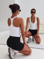 Women's Solid Color U-neck Sleeveless Bodycon Top, Casual Fashion Racer Back Tank Top for Daily Outdoor Wear, Ladies Clothes ...