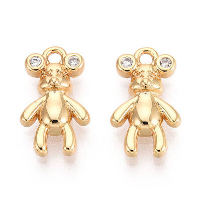 Brass Micro Pave Clear Cubic Zirconia Pendants