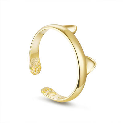 Cute and Delicate Cat Ears 925 Sterling Silver Cuff Rings