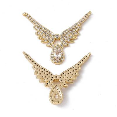 Brass Micro Pave Clear Cubic Zirconia 2-Loop Pendants