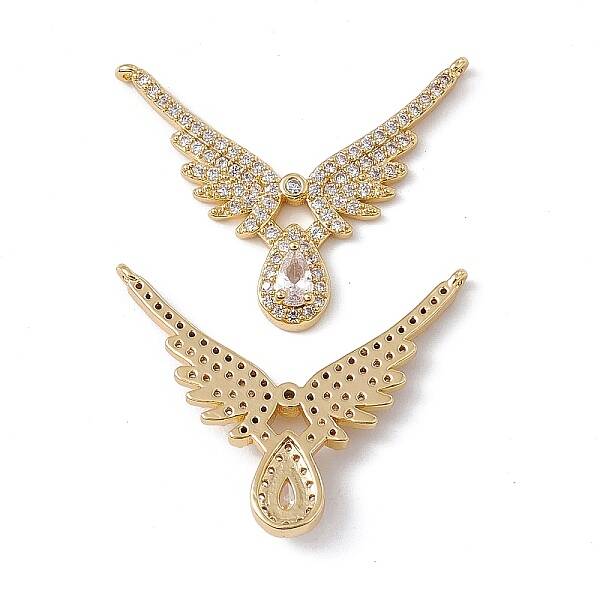 Brass Micro Pave Clear Cubic Zirconia 2-Loop Pendants