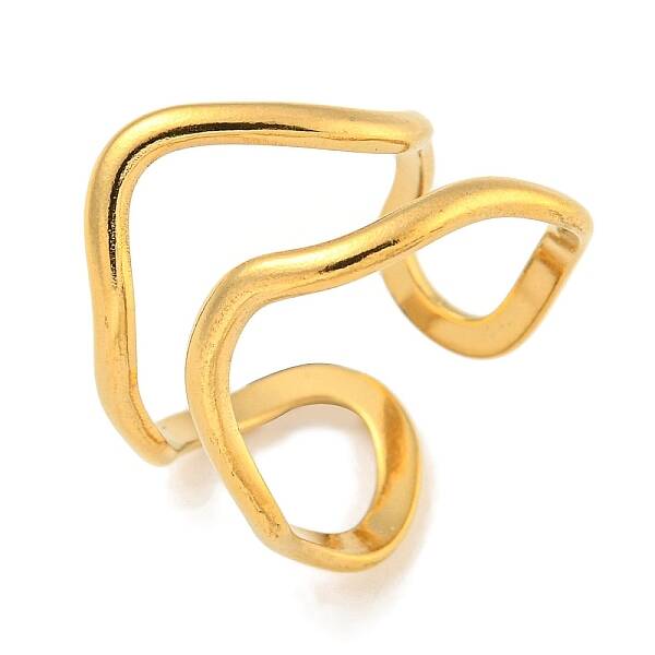Ion Plating(IP) 304 Stainless Steel Irregular Open Cuff Ring for Women