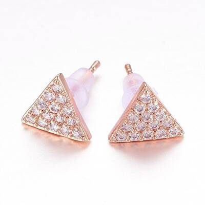 Brass Micro Pave Cubic Zirconia Stud Earrings