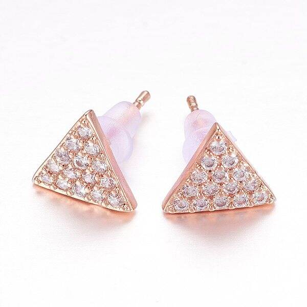 Brass Micro Pave Cubic Zirconia Stud Earrings