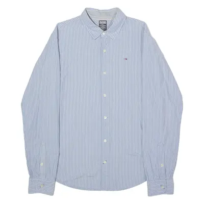 TOMMY HILFIGER Mens Shirt Blue Striped Long Sleeve M