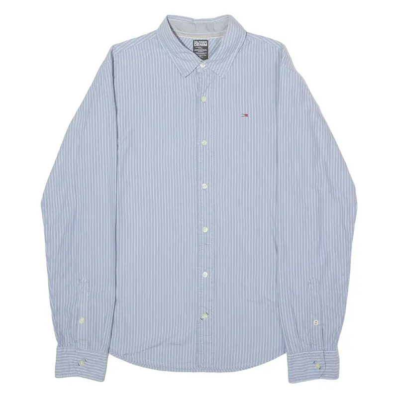 TOMMY HILFIGER Mens Shirt Blue Striped Long Sleeve M
