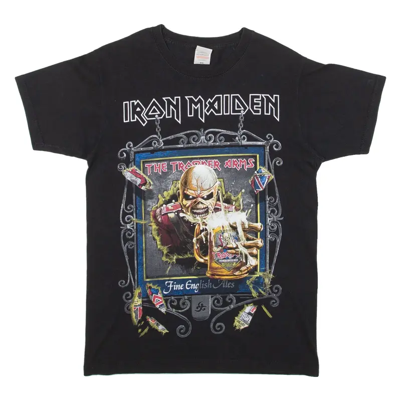 FRUIT OF THE LOOM Iron Maiden Trooper On Tour Mens Band T-Shirt Black S