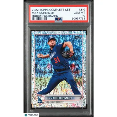 Max Scherzer PSA 2022 Topps Complete Set Hobby Foilboard #310 10 90957783 POP 1