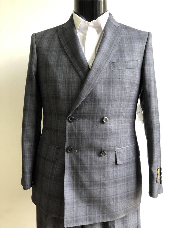 DB-Slim Charcoal Plaid - Wholesale Mens Suits - Wholesale Suits