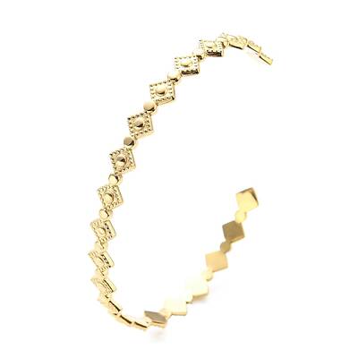 304 Stainless Steel Rhombus Open Cuff Bangle for Women