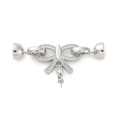 Brass Micro Pave Clear Cubic Zirconia Fold Over Clasps