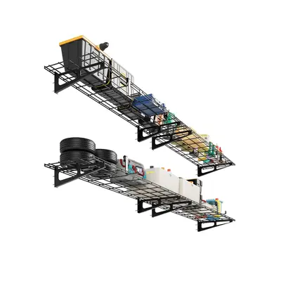 Garvee Garage Wall Mounted Shelves 1x6 FT Heavy-Duty 600 lbs Load Capacity Metal Steel Sandblasted Surface Modular Assembly S...