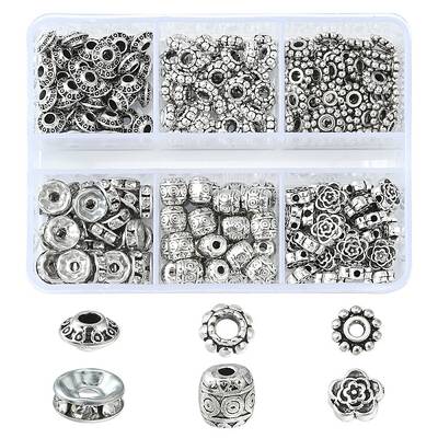 255Pcs 6 Style Iron Rhinestone & Tibetan Style Alloy Spacer Beads