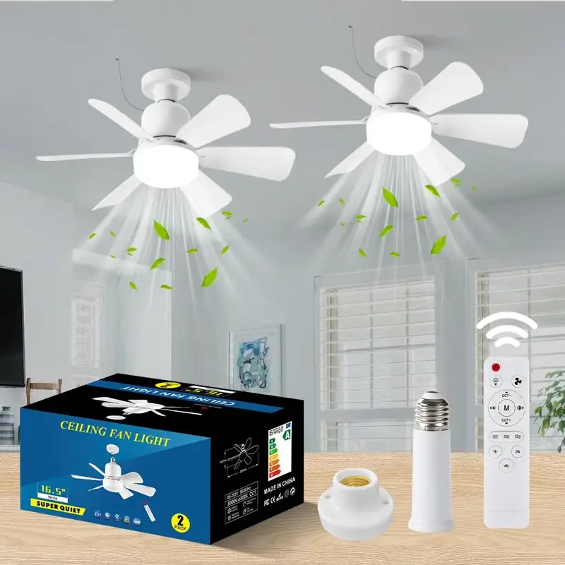 Remote Control Ceiling Fan with LED Room Lights for Bedroom, 30W LED Fan Lamp with Pure Copper DC Motor, Indoor Cozy Lighting...