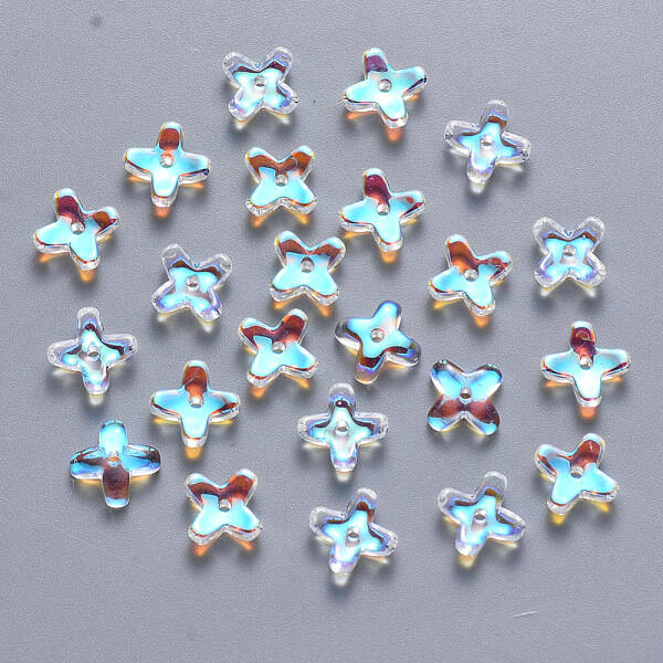 Transparent Spray Painted Glass Beads