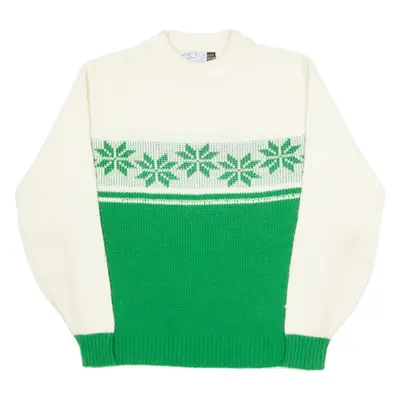 SCUDDER Mens Jumper Green Fair Isle Open Knit M