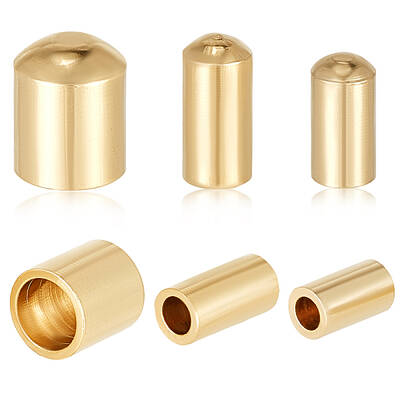 Beebeecraft 90Pcs/Box 3 Size Leather Cord Ends 24K Gold Plated Brass Column End Caps 1.2/2/3mm Cord Terminators End Caps for ...