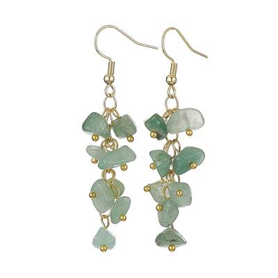 Natural Green Aventurine Chips Dangle Earrings