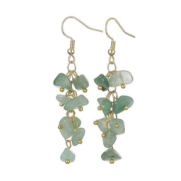 Natural Green Aventurine Chips Dangle Earrings