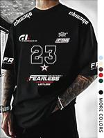 Men's Letter & Number Print Short Sleeve Graphic Tee, Regular Fit Casual Round Neck T-shirt for Summer, Men's Top for Daily W...