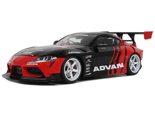 2020 Toyota Supra GR RHD (Right Hand Drive) Advan Black and Red 1/18 Model Car by GT Spirit