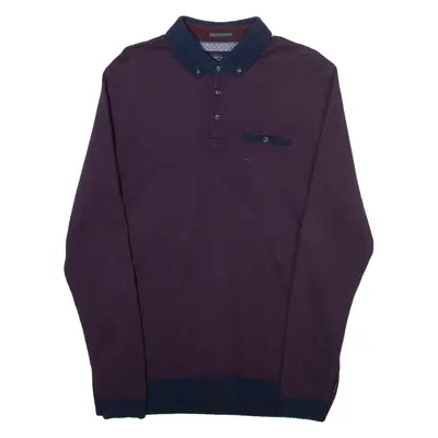 TED BAKER Mens Polo Shirt Purple Long Sleeve XL