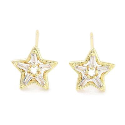 Brass Micro Pave Clear Cubic Zirconia Studs Earring for Women