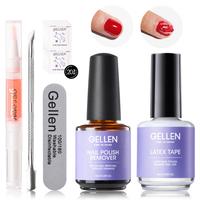 Gellen Gel Polish Remover Kit - Quick & Easy Gel Nail Polish Remover with Latex Tape Peel-Off Liquid, Cuticle Oil and Manicur...