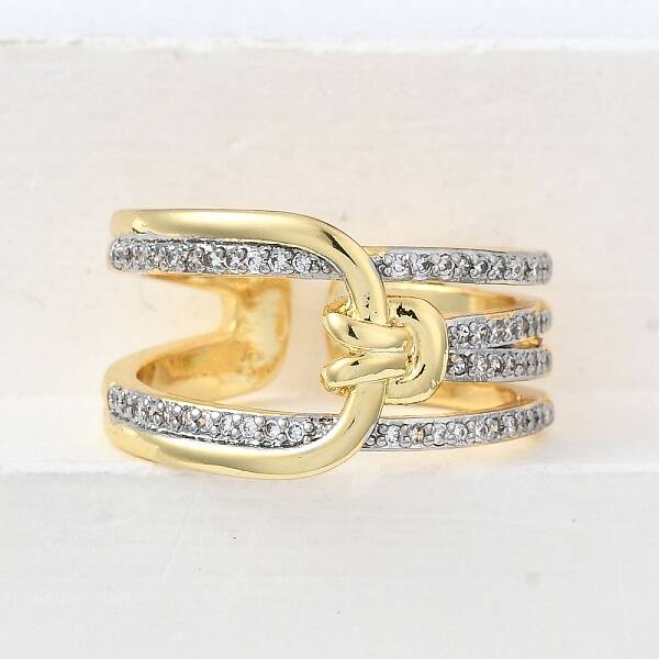 Brass Micro Pave Cubic Zirconia Open Cuff Rings