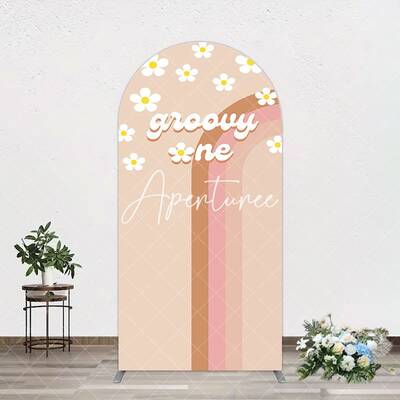 Aperturee White Daisy Floral Rainbow Groovy One Arch Backdrop, 1.6X4FT(0.5X1.2M), 38.18 USD, arch backdrop kit, GDDM0Y16-A