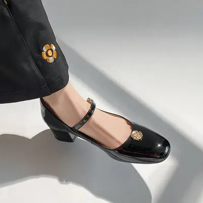 CHIKO Alexandra Round Toe Block Heels Mary Jane Shoes