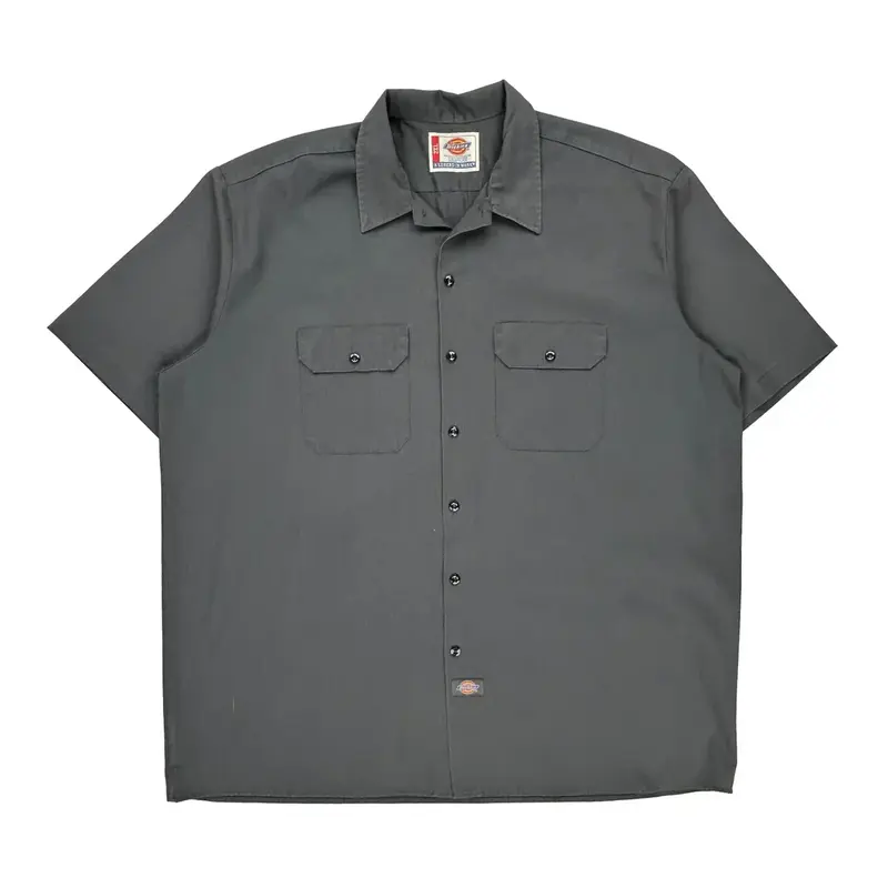 Dickies Short Sleeve Shirt - 2XL Grey Polyester Blend