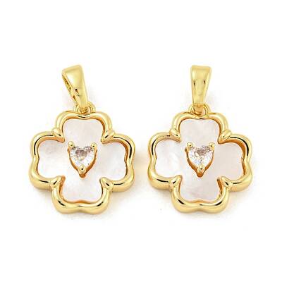 Brass Pave Shell Pendants