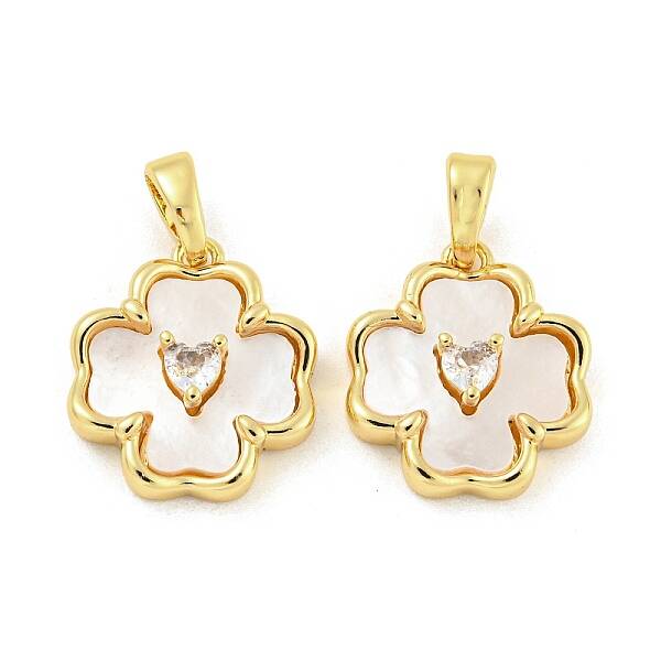 Brass Pave Shell Pendants