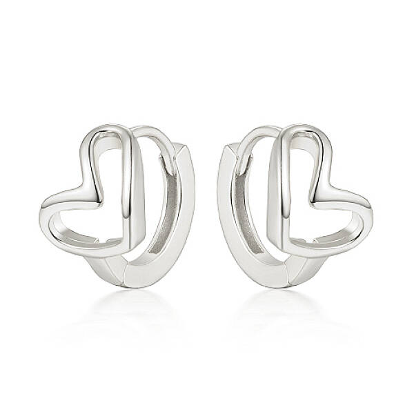 Anti-Tarnish Rhodium Plated Hollow Heart 925 Sterling Silver Hoop Earrings for Heart