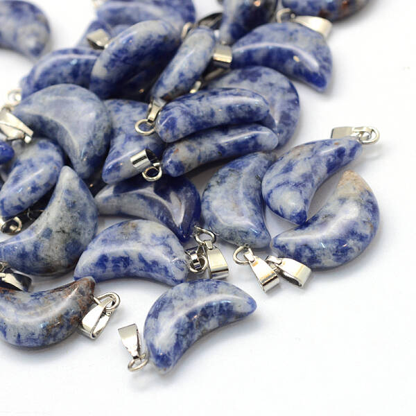Moon Natural Blue Spot Jasper Pendants