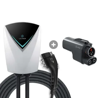 Lectron V-BOX Pro Level 2 J1772 EV Charging Station + Tesla Supercharger (NACS) to CCS Adapter Bundle (Charger: 48A / 240V / ...