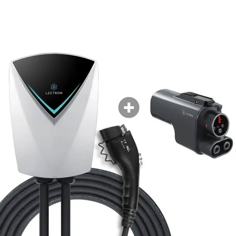 Lectron V-BOX Pro Level 2 J1772 EV Charging Station + Tesla Supercharger (NACS) to CCS Adapter Bundle (Charger: 48A / 240V / ...