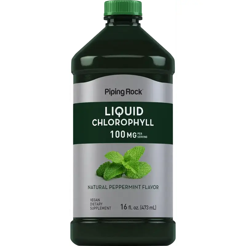 Piping Rock Liquid Chlorophyll 100mg | 16 oz | Mint Flavor | For Women & Men | Vegan, Non-GMO, and Gluten Free Formula